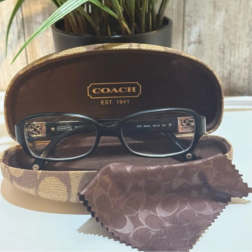 COACH Women's Rectangular Prescription Glasses in Black 52 16 135